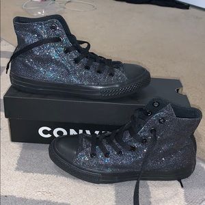 Custom black glitter converse